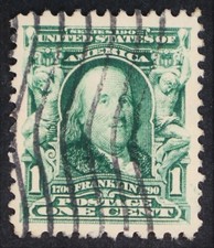 U.S. Used #300 1c Blue Green