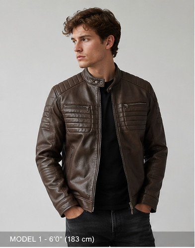 Premium brown leather moto - premium,