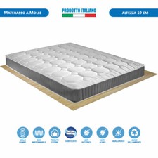 Materasso rigido matrimoniale a molle in acciaio 160x190 alto 19cm traspirante