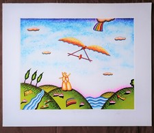 GIULIANO GHELLI – 2 LITOGRAFIE NUMERATE FIRMATE “COLLINE FELICI” E “VOLO MAGICO"