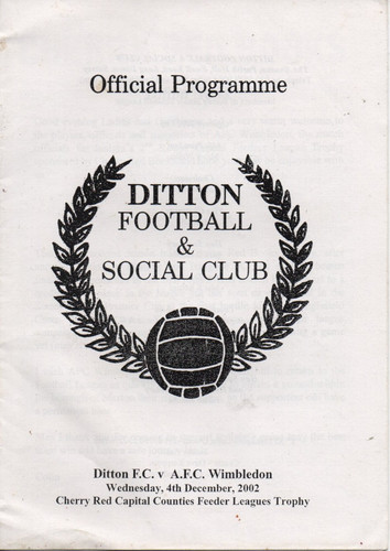 Football prog ditton v - ditton, fc