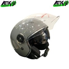 Casco Jet Grigio Lucido Doppia