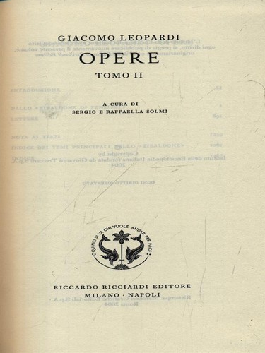 Giacomo leopardi opere - giacomo, tomo