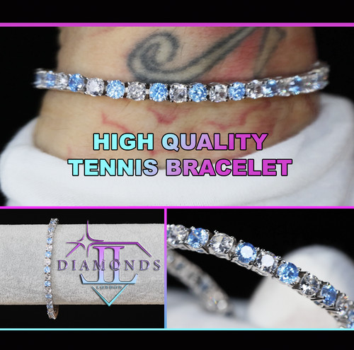 Bracciale tennis diamanti - diamanti, blu