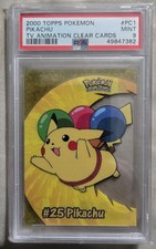 2000 Topps Pokemon TV #PC1 Pikachu Clear Card Animazione Serie 2 PSA 9 OTTIME CONDIZIONI