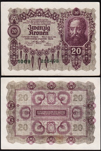 Austria corone 1922 axf - corone,