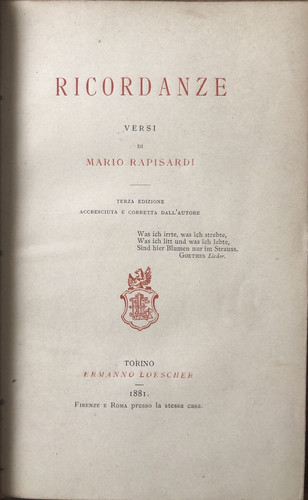 Ricordanze versi di - -,