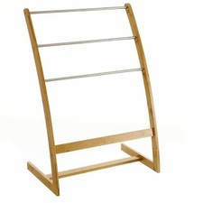 Porta Asciugamani da Terra Piantana in Legno Bambù 3 Braccia per Bagno