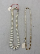 2 COLLANE PERLE PERLINE BIGIOTTERIA VINTAGE ANNI 70/90 CM 40