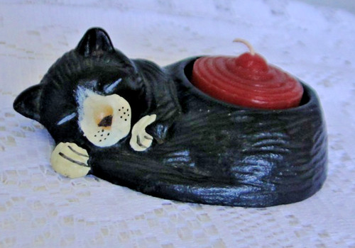 Porta candela gatto bianco - gatto, e