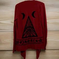 Cardigan gotico Midnight Hour M strega occhio mistico occulto mezzaluna bordeaux