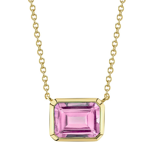 14k oro rosa topazio lunetta - rosa,