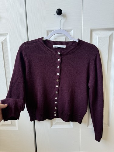 Zara burgundy cardigan size s - zara, cardigan,