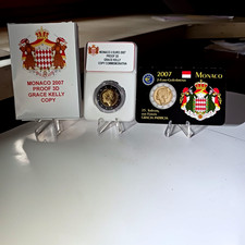 MONACO DITTICO 2 EURO 2007 GRACE KELLY. COPY PROOF 3D+ COINCARD ILLUSTRATIVA