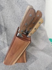 Brandani ceppo acacia 5 coltelli manici in legno affilatissimi funzionali inox