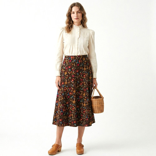 Maxi gonna midi marrone - , calico