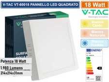 V-TAC VT-60018 PANNELLO LED QUADRATO 18W SMD DA PARETE CON DRIVER