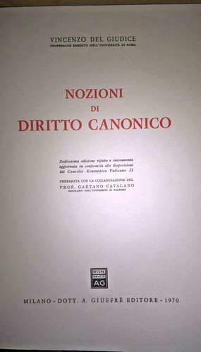 Nozioni diritto canonico - , di