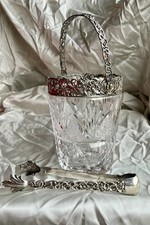 Antico Argento ‘800 Cristallo Secchiello Ghiaccio Con Pinza