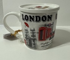 Tazza tazza tè caffè Londra Inghilterra con coperchio in scatola nuova ceramica souvenir