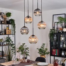 Lampada a sospensione da soffitto retrò vintage, lampada a sospensione moderna in metallo E27 con vetro ondulato