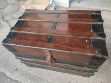 Cassapanca Baule Da Viaggio Antico Vintage Larg 67xpro42x Alt50 Legno Pelle Latt