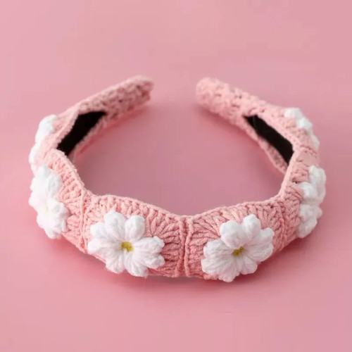 Cerchietto rosa all uncinetto - cerchietto, all'uncinetto