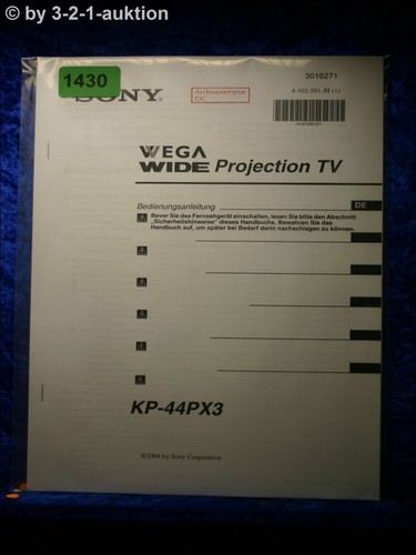 Sony manuale uso 44px3 - sony, d'uso