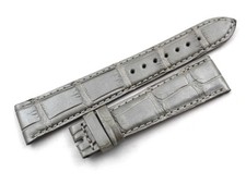 Nuovo Cinturino Pelle Coccodrillo Grigio Perlato 20/16mm Fibbia Ardiglione Top