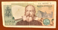 2000 LIRE GALILEO 1973 ITALIA SERIE RA BANCONOTA ORIGINALE