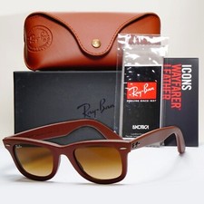 Ray-Ban Occhiali da sole in pelle Wayfarer 2013 rari marroni RB 2140-Q-M 1169/85