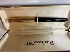 Parker 51 Penna Stilografica - Cappuccio L In Oro 12 Carati Oro Nera anni 50'. 