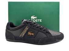 NUOVE LACOSTE Chaymon 125 1 pelle scamosciata scarpe uomo moda sneakers nero oro