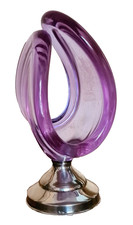 Scultura in vetro (Murano?) con piedistallo in argento 800, colore viola, Vintage