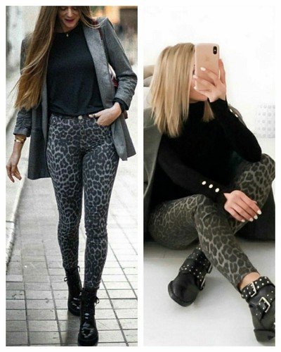 Jeans zara grigio - grigio, leopardato