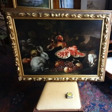 ANTICO DIPINTO/NATURA MORTA/SECONDA METÀ DEL' 600/OLIO SU TELA.