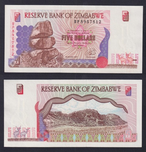 Banconota zimbabwe dollars - 5,