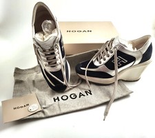SCARPE DONNA HOGAN TG. 36 mod. ATTRACTIVE LACE UP BLU E ARGENTO - ORIGINALI