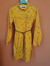 Okaidi vestito bambina 14 anni giallo senape chiusura clip e cinturino marrone 