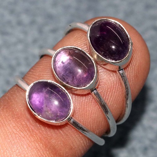 Anello lungo ametista naturale
