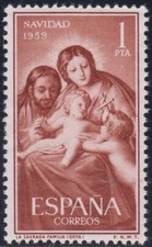 Spagna 1959 Natale Natività Sacra Famiglia Dipinto Goya Religione MNH
