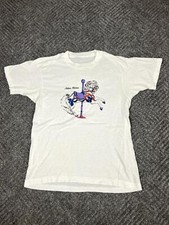 T-shirt Merry Go Round vintage anni 80 adulto taglia media bianca cavallo grafica uomo
