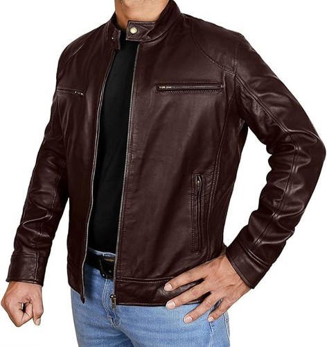 Giacca pelle marrone uomo vera