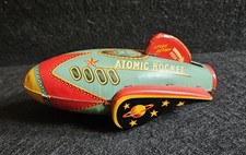 Cragstan Modern Toys ATOMIC ROCKET Tin Space Toy Friction - Japan 1950s