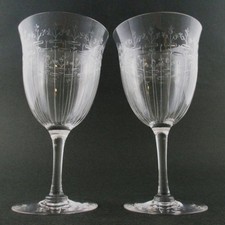 CHIPPENDALE di DORFLINGER - 2 CALICI ACQUA cristallo 6,25", 10 oz antichi c.1910