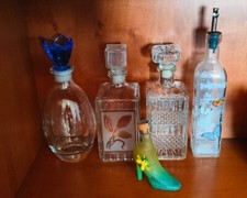 Lotto 5 Bottiglie in Vetro Decorative Vintage – Con Tappi e Fantasia Varie – Sol