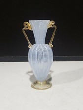 Vaso in vetro Latticino blu e