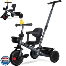 KRIDDO Triciclo 2 in 1 per Bambini 1,5-5 Anni, Triciclo a Spinta con