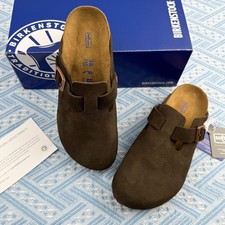 Nuovo Birkenstock Boston plantare morbido moka pelle scamosciata largo/stretto/unisex/UE