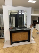 mobile bagno con lavabo e specchio Vintage Top In Marmo Nero Marquinia 3 Cm.